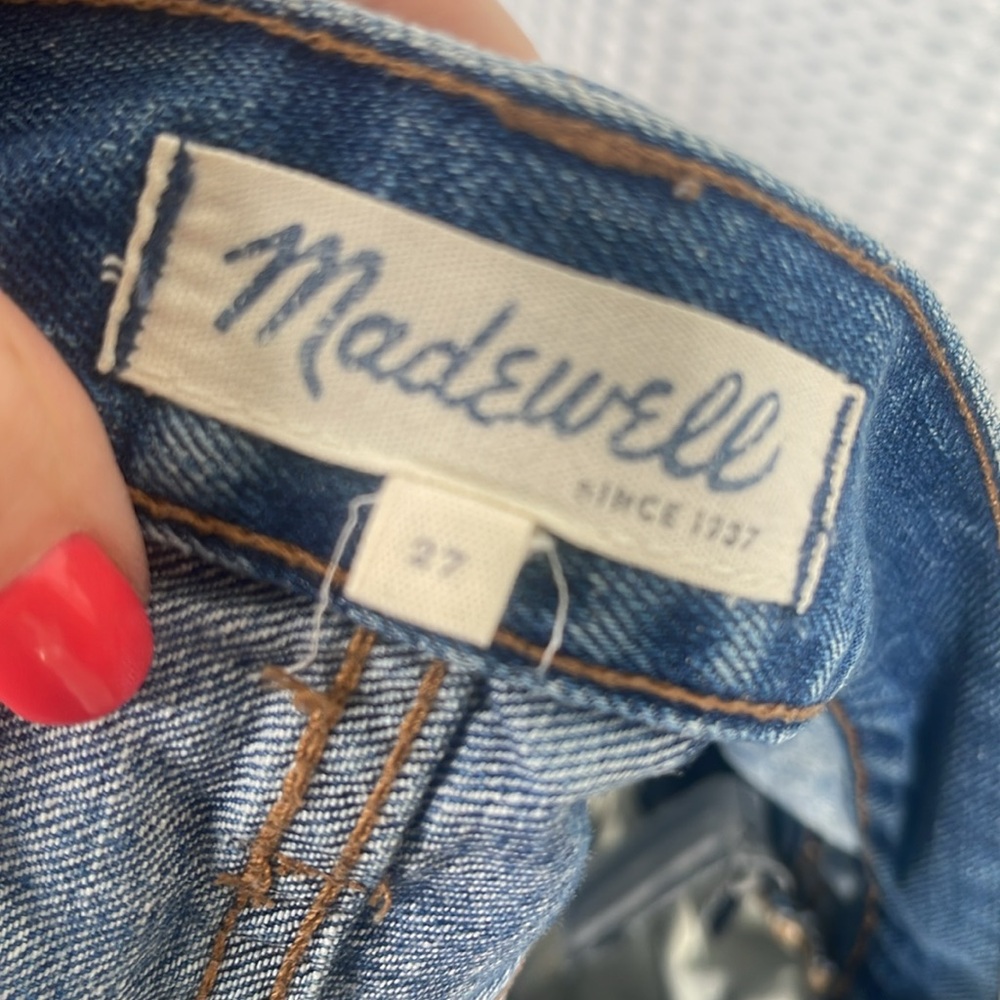 Madewell High Rise Cut Off Denim Shorts Distressed Sz 27 - Picture 7 of 10